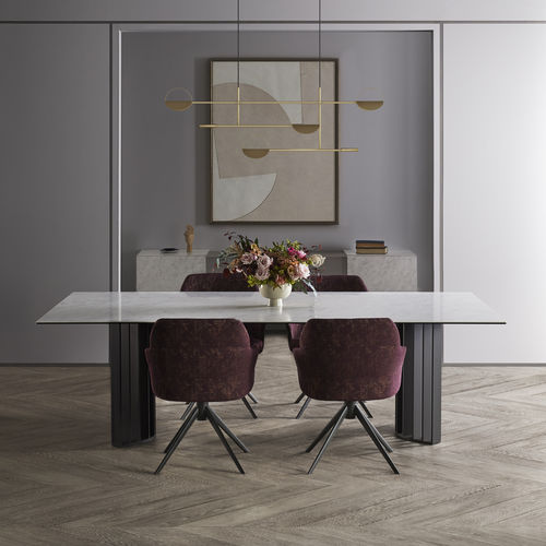 Mesa contemporânea - JOPLIN - DRESSY - em cerâmica / com base metálica / retangular