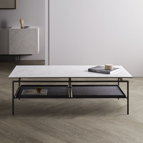 Mesa de centro contemporânea - SIMONE - DRESSY - em madeira / em cerâmica / com base metálica