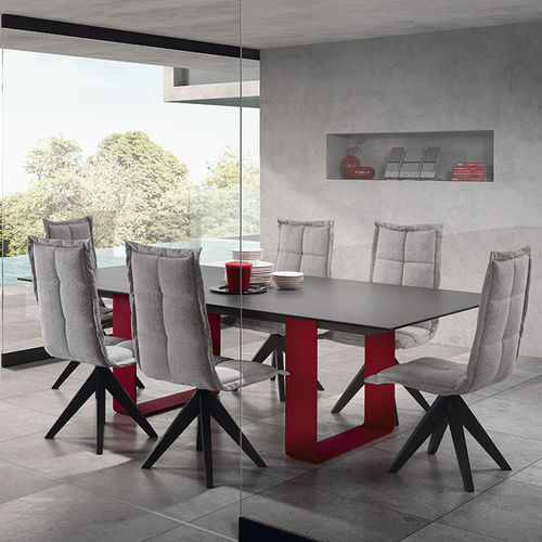 Mesa contemporânea - DOO - DRESSY - em vidro / em cerâmica / com base em alumínio