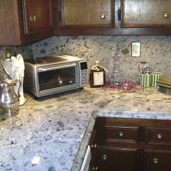 Tampo de bancada em granito - ICE PEARL - WALL GRANITE SERVICE SRL - para cozinha / cinza / azul