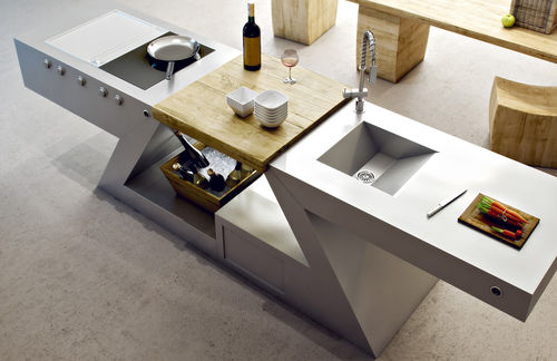 Cozinha contemporânea - zed home - ZEDEXPERIENCE - em aço inoxidável / com ilha / sem puxadores