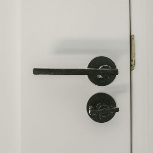 Maçaneta para porta - PH2017 /50F - Dauby - em ferro envelhecido / em metal bruto / em bronze branco
