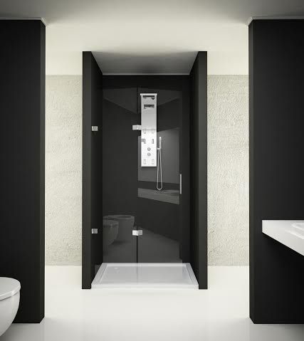 Cabine de banho em vidro - BUTTERFLY - Usluga Glass - com porta articulada / retangular