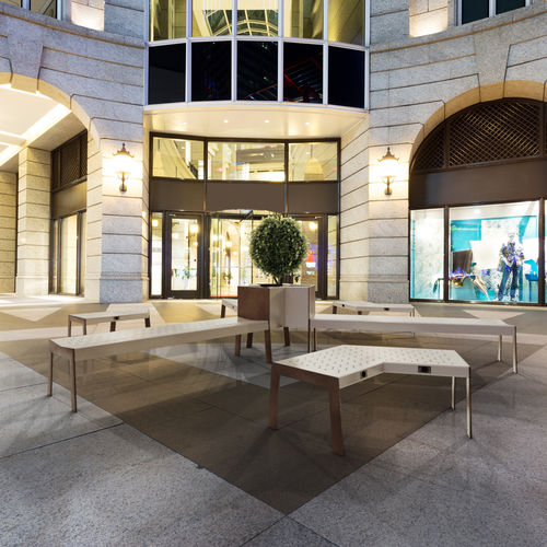 Banco para espaço público contemporâneo - MALL COLLECTION - THE ITALIAN LAB SRL - metálico / com encosto / para edifício de uso público