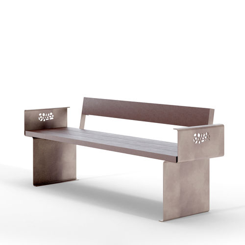 Banco para espaço público contemporâneo - CLAPS RECY - THE ITALIAN LAB SRL - em aço galvanizado / em plástico reciclado / com encosto