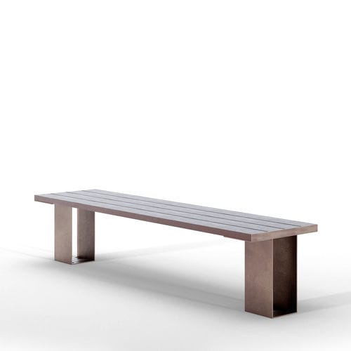 Banco para espaço público contemporâneo - LIBERTY RECY seat - THE ITALIAN LAB SRL - em chapa de aço / em plástico reciclado / sem encosto