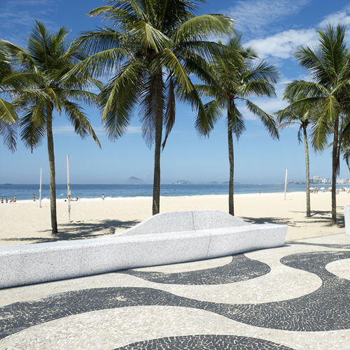 Banco para espaço público contemporâneo - SEA - THE ITALIAN LAB SRL - em concreto de alto desempenho / com encosto / modular