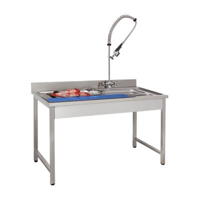 Bancada de preparação de peixe - Jimo Cooling Technology - em aço inoxidável / em polietileno / com pia