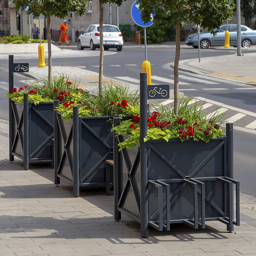 Bicicletário de piso - Urbana Rack XL - Terra Group - com floreira integrada / para espaço público / em aço