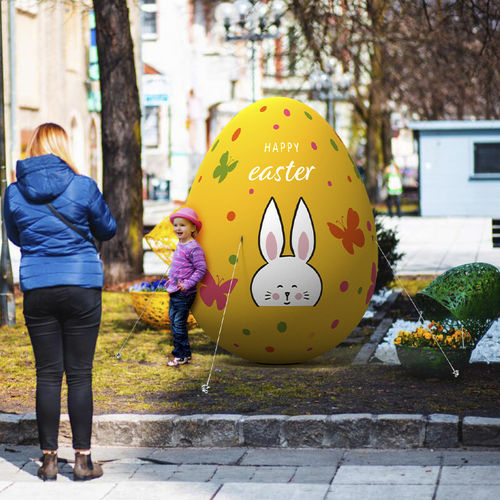 Escultura decoração de Páscoa - Printed inflatable Easter egg 1 - Terra Group - em poliéster / para ambiente externo / de piso