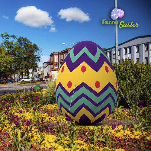 Escultura decoração de Páscoa - Printed inflatable Easter egg 2 - Terra Group - em poliéster / para ambiente externo / de piso