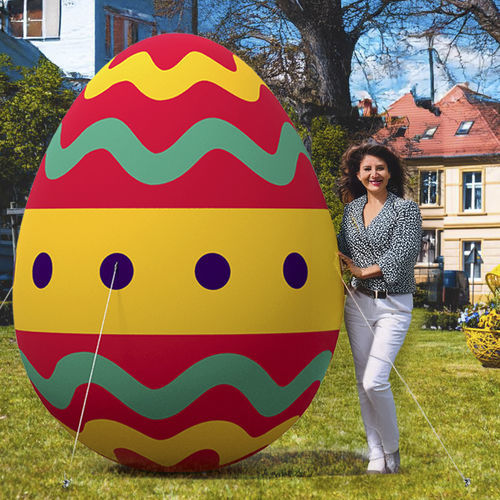 Escultura decoração de Páscoa - Printed inflatable Easter egg 4 - Terra Group - em poliéster / para ambiente externo / de piso