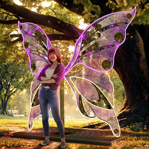 Escultura para ambiente externo - BUTTERFLY WINGS 3D - Terra Group - para jardim / com iluminação LED / de piso