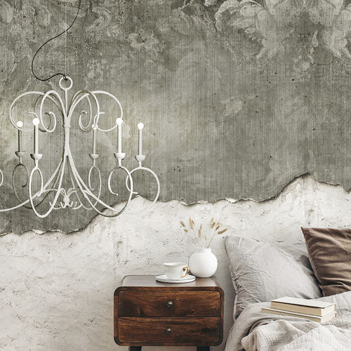 Papel de parede contemporâneo - PEONY - N.O.W. Edizioni - panorâmico / efeito de concreto / com motivos impressos