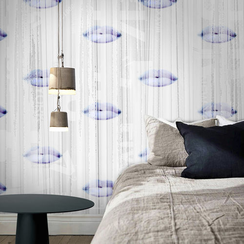 Papel de parede contemporâneo - KISS ME - N.O.W. Edizioni - panorâmico / efeito de tecido / branco