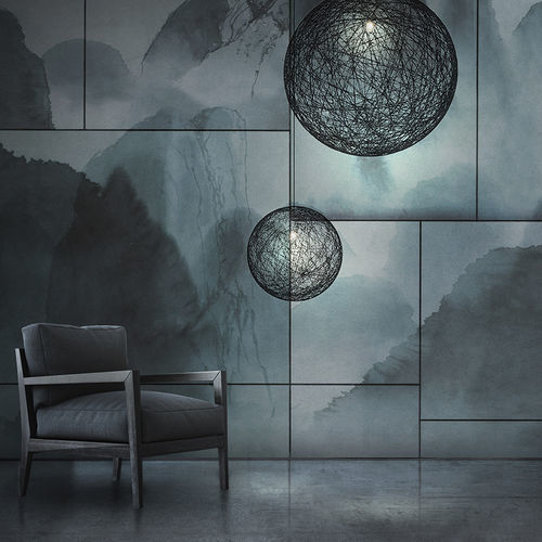 Papel de parede contemporâneo - FOG - N.O.W. Edizioni - estampado / cinza / verde