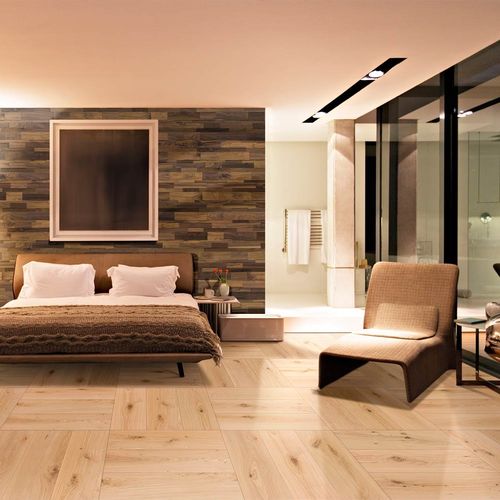 Piso estruturado - MODULO - CP PARQUET - em carvalho / escovado / envernizado