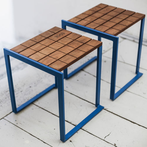 Banqueta contemporânea - LBS210 - egoé - em madeira / com base em aço / com base tipo trenó