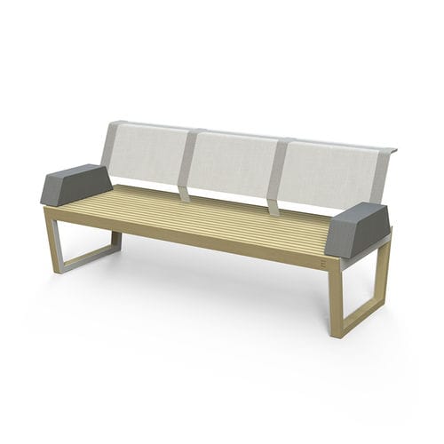 Banco de jardim contemporâneo - Barka BA135 - egoé - em madeira / em Batyline® / com encosto