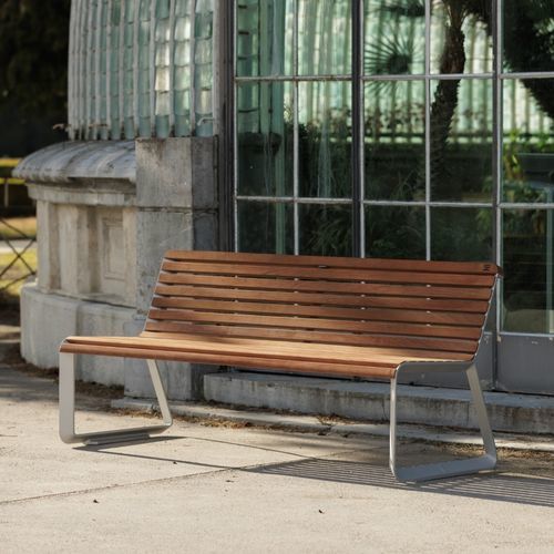 Banco para espaço público contemporâneo - I2-301 - egoé - em madeira maciça / em madeira de freixo / em madeira tratada com óleo