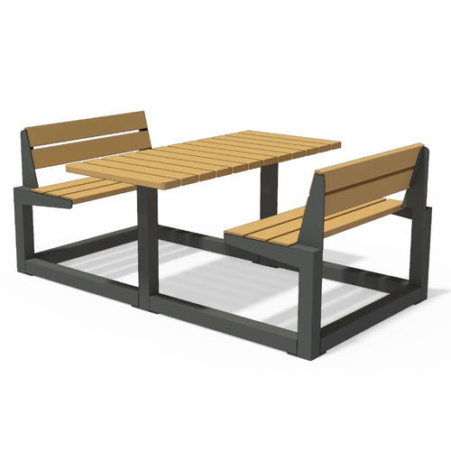 Mesa de piquenique contemporânea - U4-660 - egoé - em madeira maciça / em madeira tratada com óleo / com base em aço termolacado