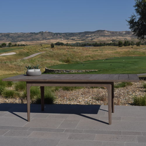 Mesa contemporânea - BEVERLY - GreenDesign - em teca / retangular / extensível