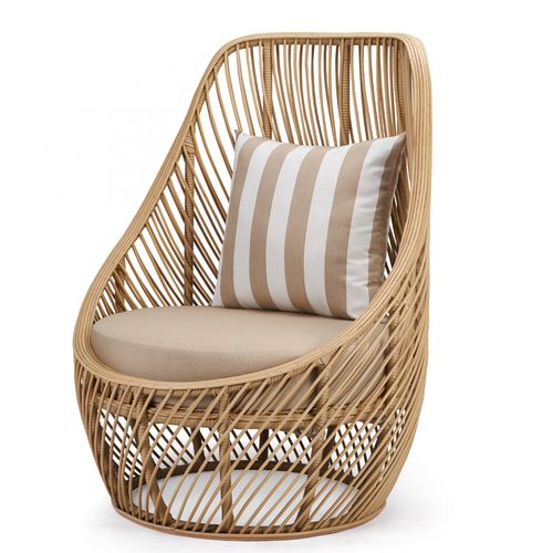 Poltrona contemporânea - TULIP : J11CH-0005 - Corner 43 Decor - em ratã / em alumínio / com encosto alto