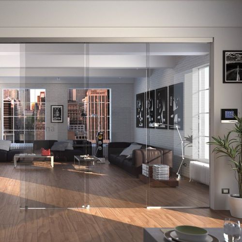 Sistema deslizante para porta - ALUMINIUM - Logli Massimo Spa - para porta de vidro