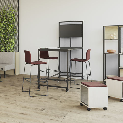 Banqueta contemporânea - VAPAA - Nowy Styl - em tecido / com base metálica / com apoio para pés