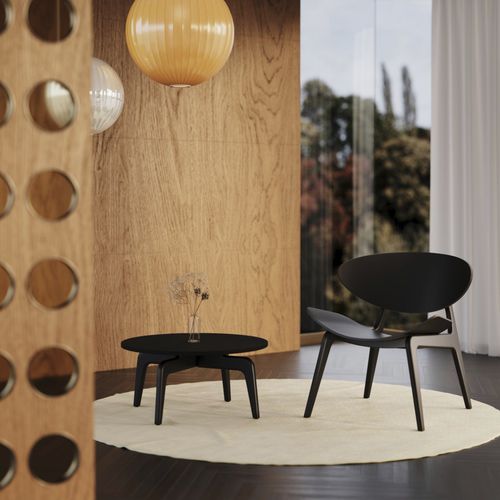 Mesa de centro contemporânea - KANU - Nowy Styl - em compensado / com base em madeira compensada / redonda