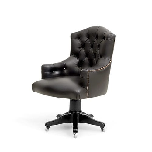 Cadeira executiva Chesterfield - MANILA - Larforma - em couro / em madeira maciça / em faia
