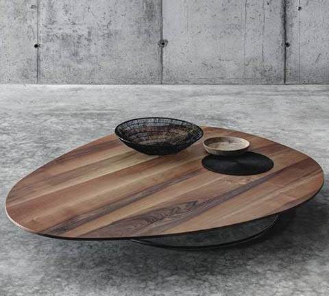 Mesa de centro contemporânea - SOGLIO - Fioroni Design - em nogueira / em castanheiro / com base em aço