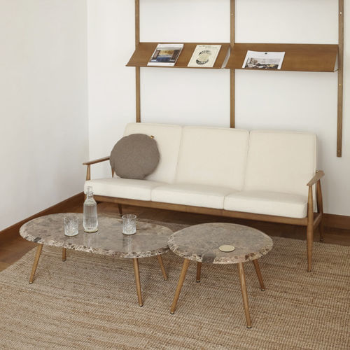 Mesa de centro contemporânea - FOX LONG  - 366 Concept - em mármore / com base em madeira maciça / curva