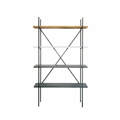 Estante contemporânea - INDUSTRIAL - NUTSANDWOODS - em carvalho / em ferro / em mármore