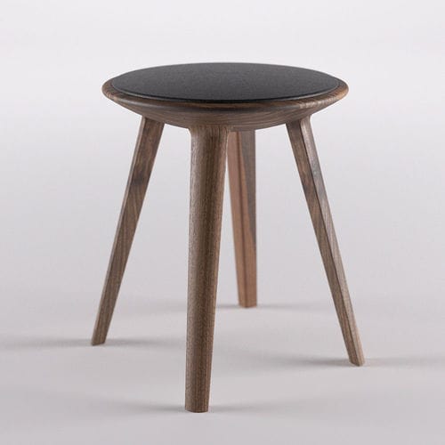 Banqueta contemporânea - KALOTA - MITJA - em couro / em madeira maciça / com base em madeira maciça
