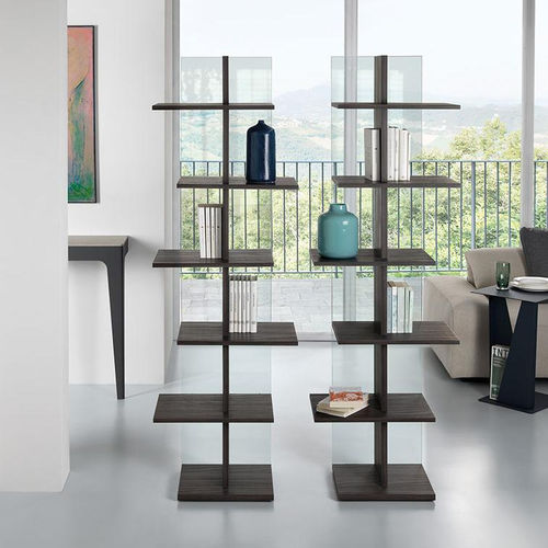 Livreiro contemporâneo - STEP - pezzani home collection - em vidro / em aço / com portas de vidro
