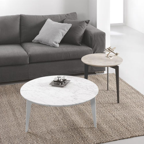 Mesa de centro contemporânea - NORDIC - pezzani home collection - em vidro temperado / em mármore / com base em aço