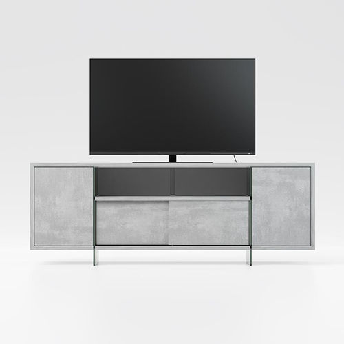 Rack de TV contemporâneo - MOVIE - pezzani home collection - com compartimento de arrumação / em vidro / em alumínio