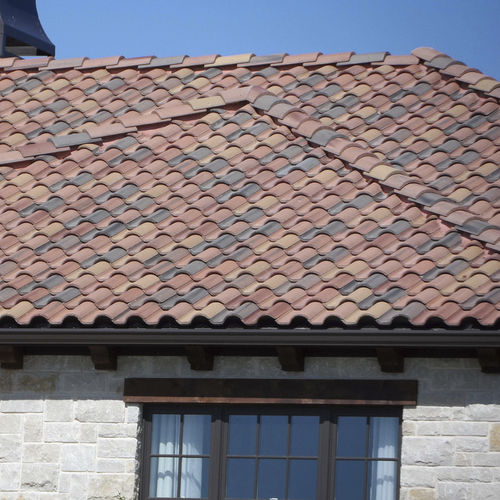 Telha de encaixe - MEDITERRANEAN : CAT'S EYE - Crown Roof Tiles - em concreto / vermelha
