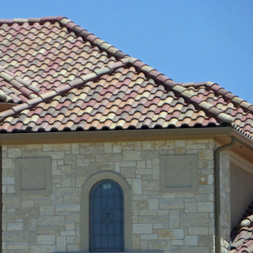 Telha de encaixe - MEDITERRANEAN : SAN ANTONIO BLEND - Crown Roof Tiles - em concreto / vermelha