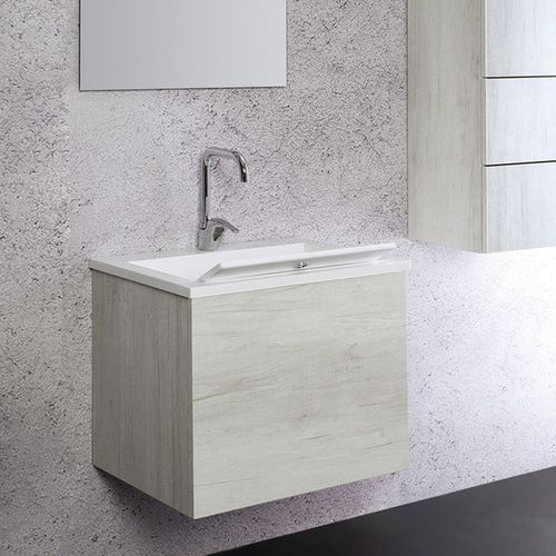 Gabinete de banheiro de parede - UNIKA-ABS-OLMO-BIANCO - LMC srl - com folheado de madeira / contemporâneo