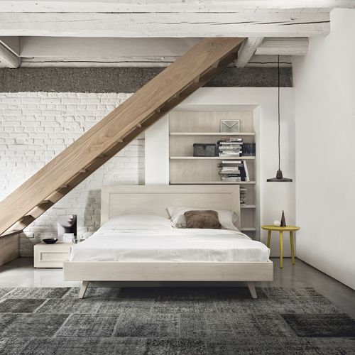 Cama de casal - MAESTRALE M01 - Scandola - contemporânea / com cabeceira / em madeira maciça