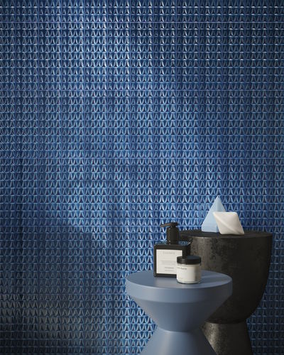 Placas de revestimento em cerâmica esmaltada - Kuspis A32 Blue Elettrico - AcquarioDue - polida / brilhante / com relevo