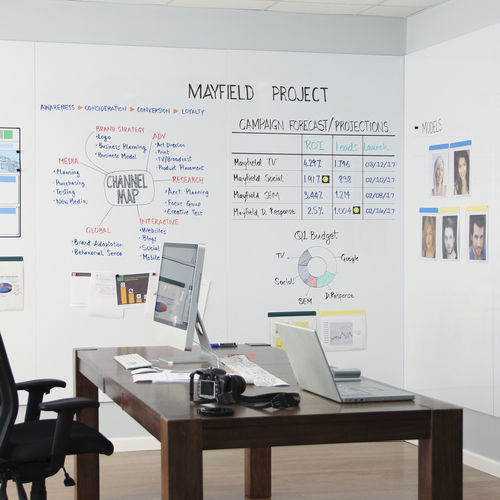 Quadro magnético - WHITEWALLS—Whiteboard Panels - Magnatag Visible Systems - apagável / de parede / de grande formato