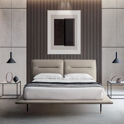 Cama de casal - MOONLIGHT - Felis s.r.l. unipersonale - contemporânea / com cabeceira / estofada