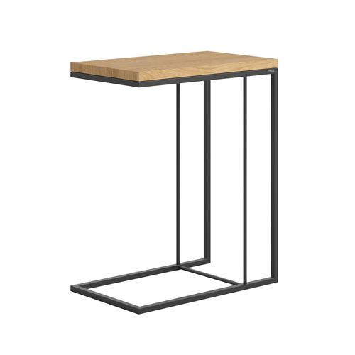 Mesa lateral de design minimalista - FELIX - take me HOME. - em aço revestido a pó / em aço / com folheado de madeira