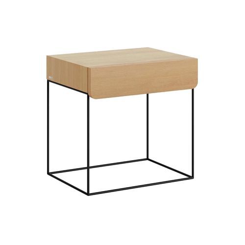 Criado-mudo de design minimalista - RUBIK - take me HOME. - em aço revestido a pó / com folheado de madeira / em carvalho