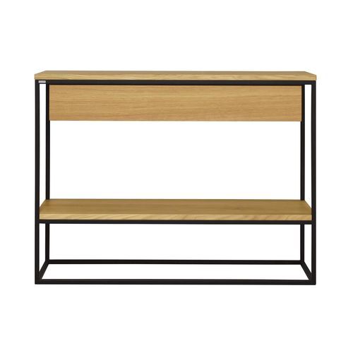Mesa lateral contemporânea - SKINNY - take me HOME. - em aço revestido a pó / em carvalho / com base em aço termolacado
