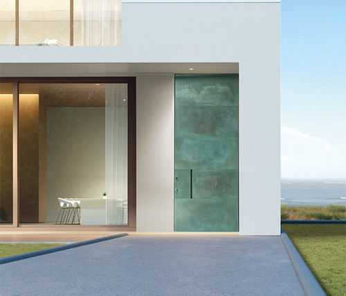 Porta de entrada - Pivo’t - SILVELOX GROUP SPA - em madeira / pivotante / contemporânea