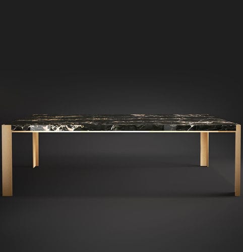 Mesa contemporânea - STUART  - Rossato Srl - em mármore / com base em latão escovado / retangular